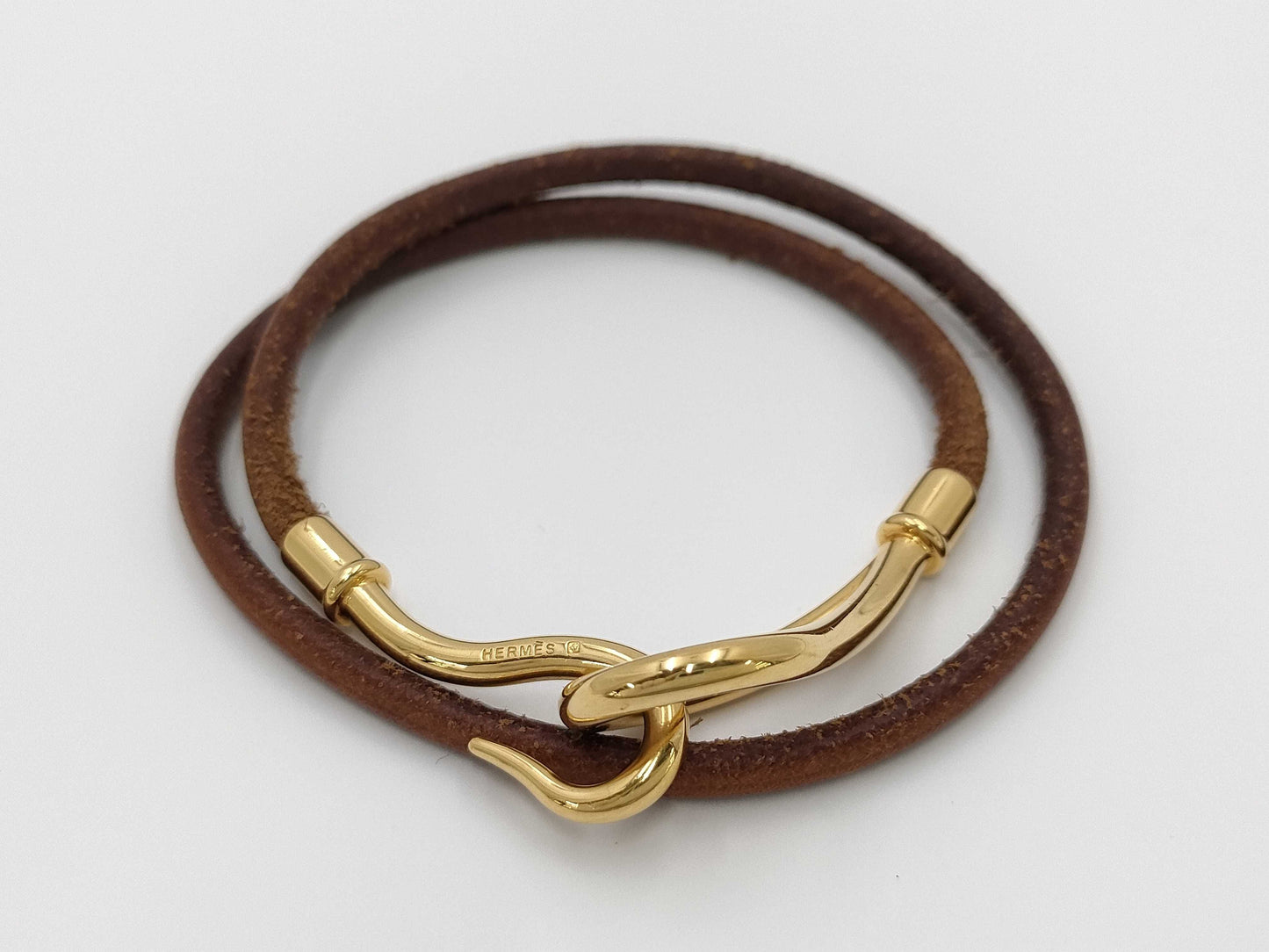 HERMES Jumbo GP x Leather Brown Bracelet/Bangle