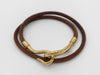 HERMES Jumbo GP x Leather Brown Bracelet/Bangle