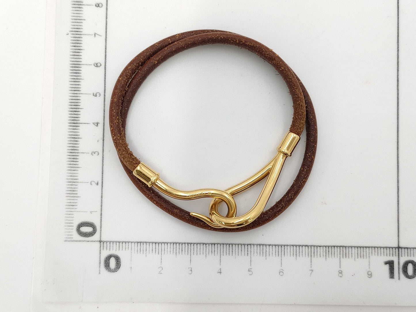 HERMES Jumbo GP x Leather Brown Bracelet/Bangle