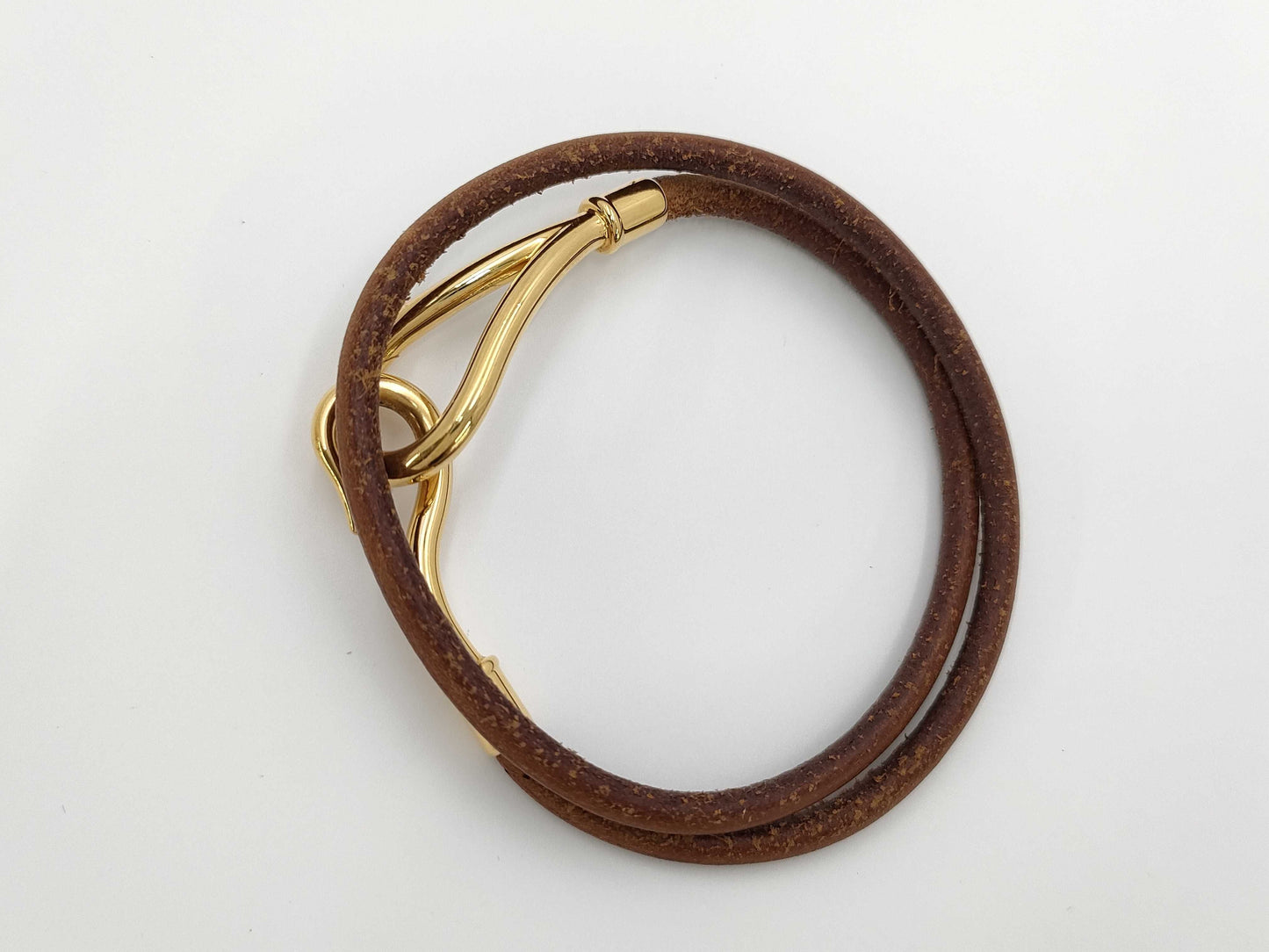 HERMES Jumbo GP x Leather Brown Bracelet/Bangle