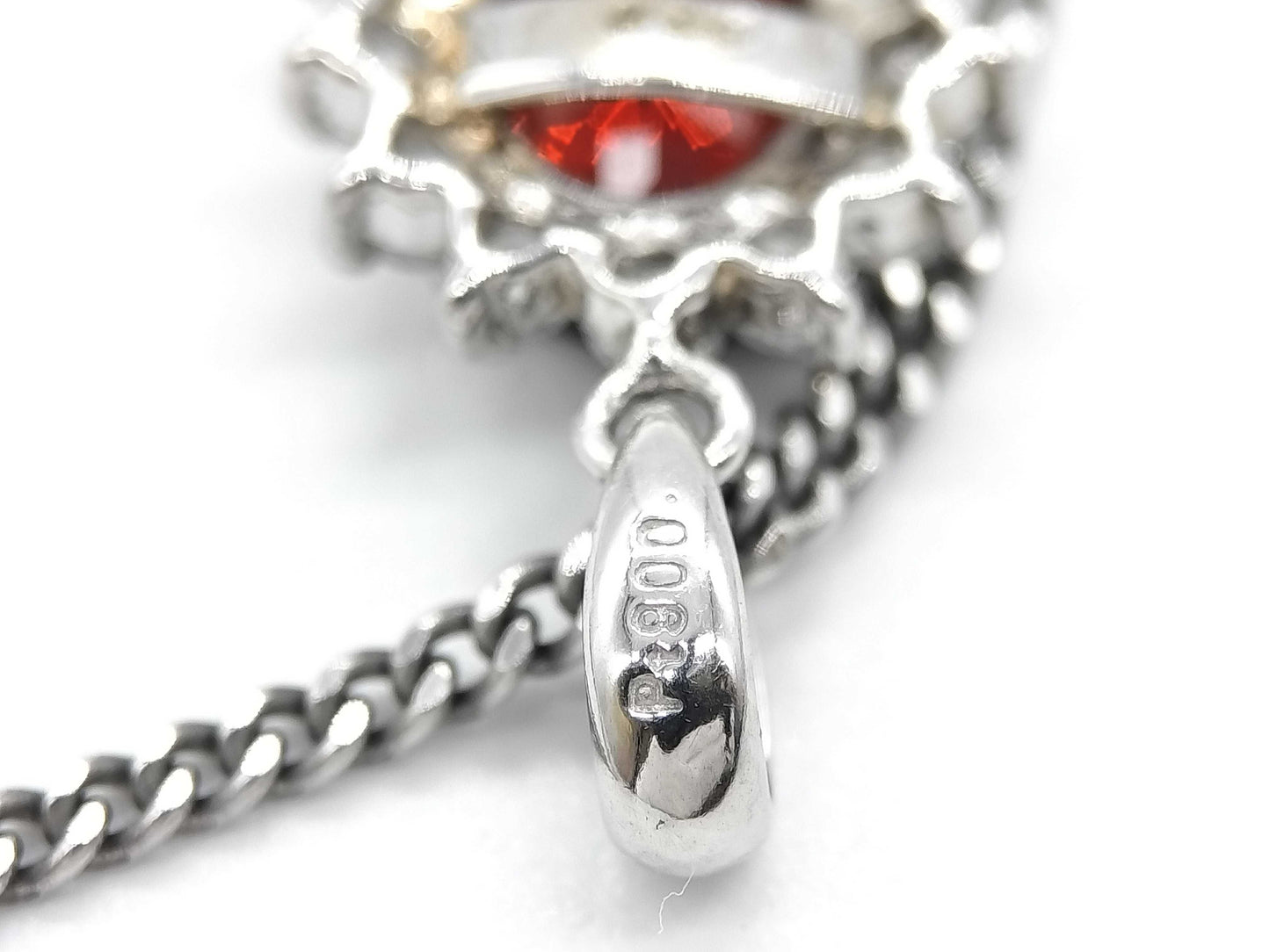 Garnet and Diamond PT900/850 5.6g Necklace