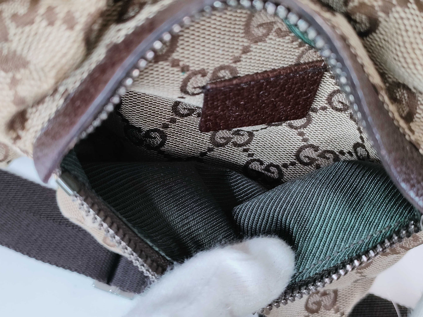 GUCCI GG Canvas Canvas and Leather Waist Pouch Beige 28566 Waist Bag