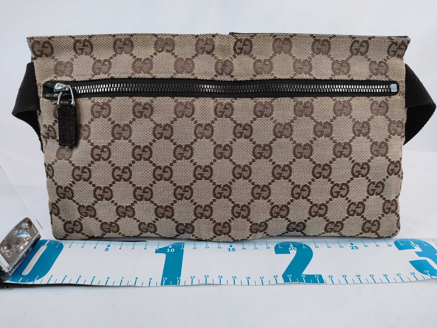 GUCCI GG Canvas Canvas and Leather Waist Pouch Beige 28566 Waist Bag