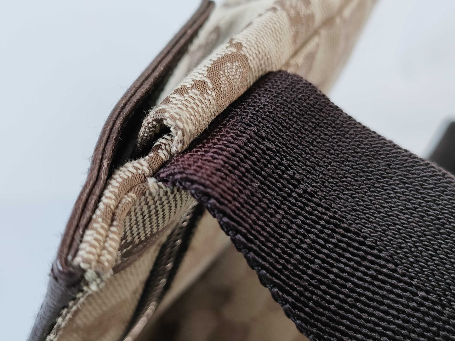 GUCCI GG Canvas Canvas and Leather Waist Pouch Beige 28566 Waist Bag