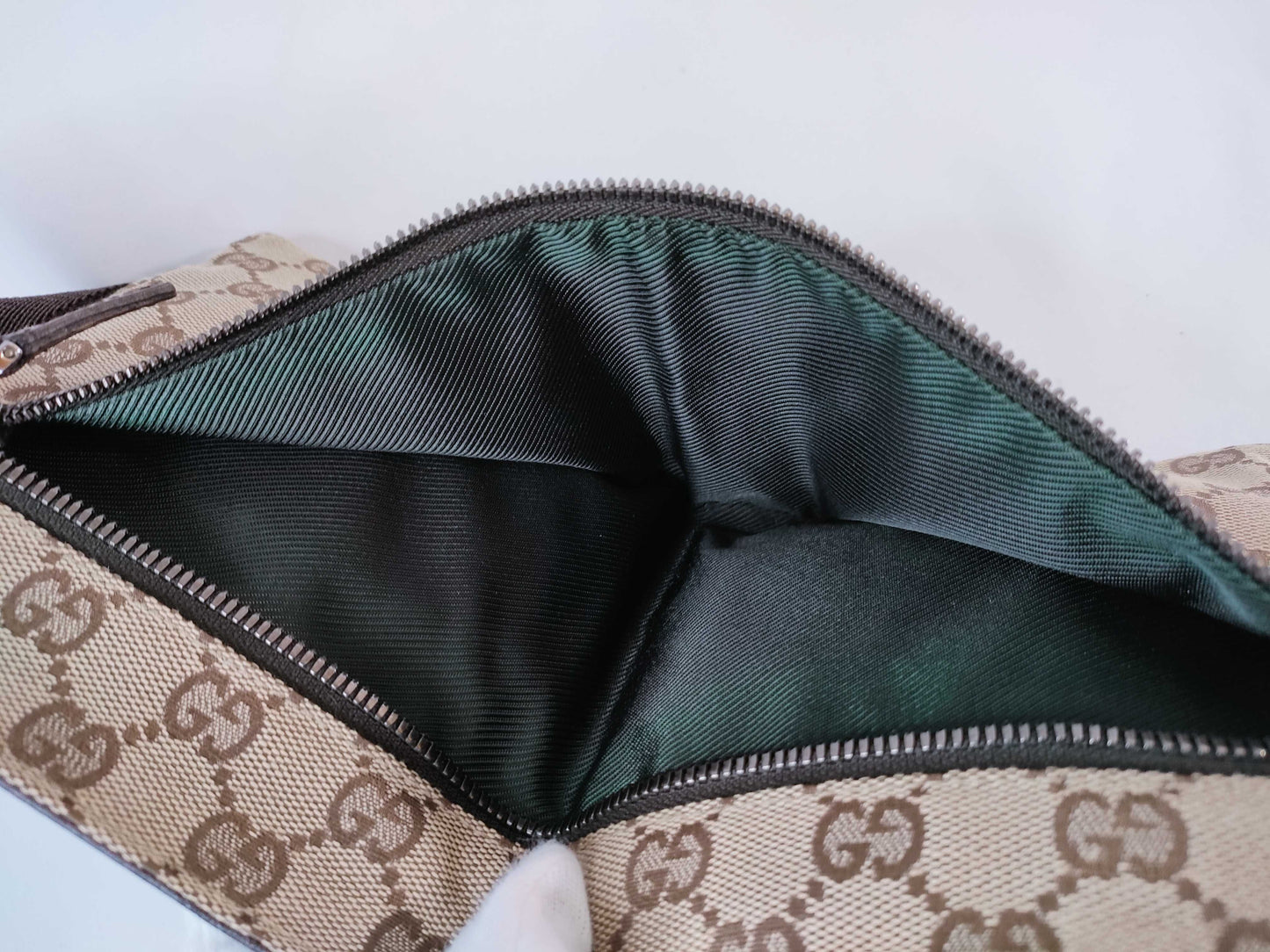 GUCCI GG Canvas Canvas and Leather Waist Pouch Beige 28566 Waist Bag
