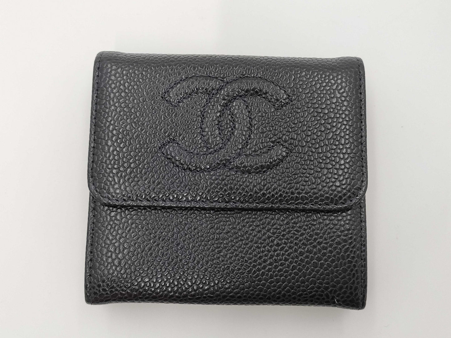 CHANEL Caviar Leather Double Hook Wallet with Department Store Seal