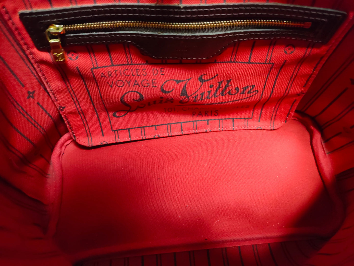 LOUIS VUITTON N41359 Damier Neverfull PM Tote Bag with Deteriorated Pockets