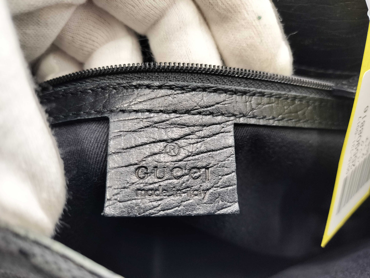 GUCCI GG Canvas Leather Tote Bag, Black, 107757