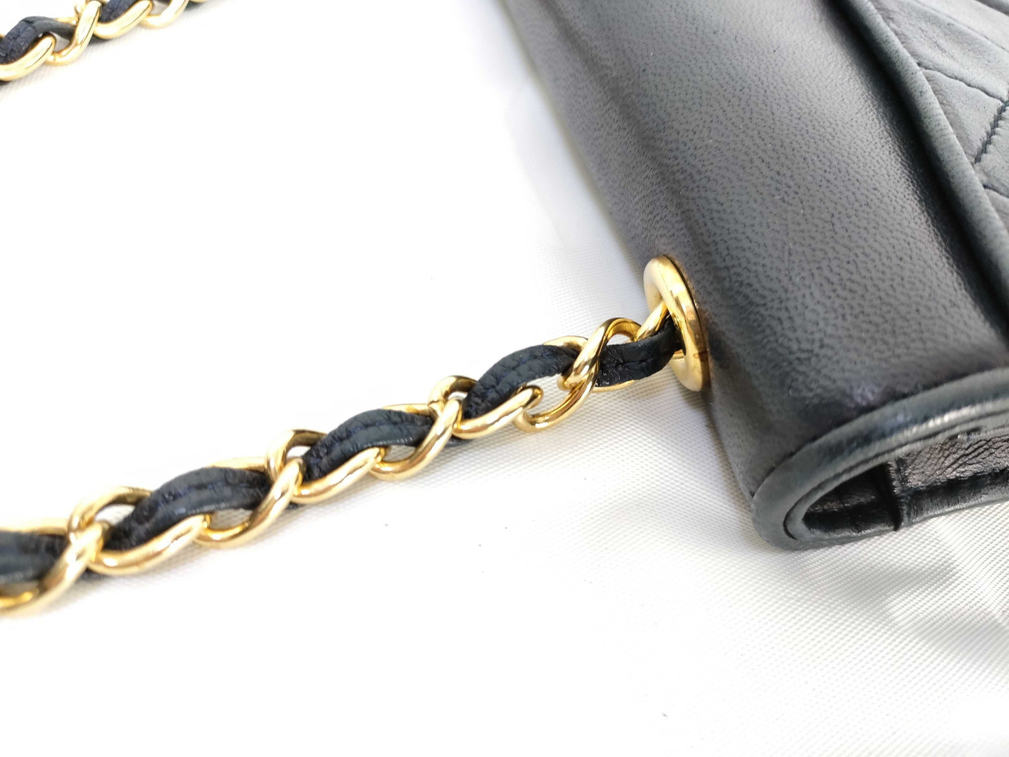 CHANEL Matelasse Lambskin Chain Shoulder Bag in Black