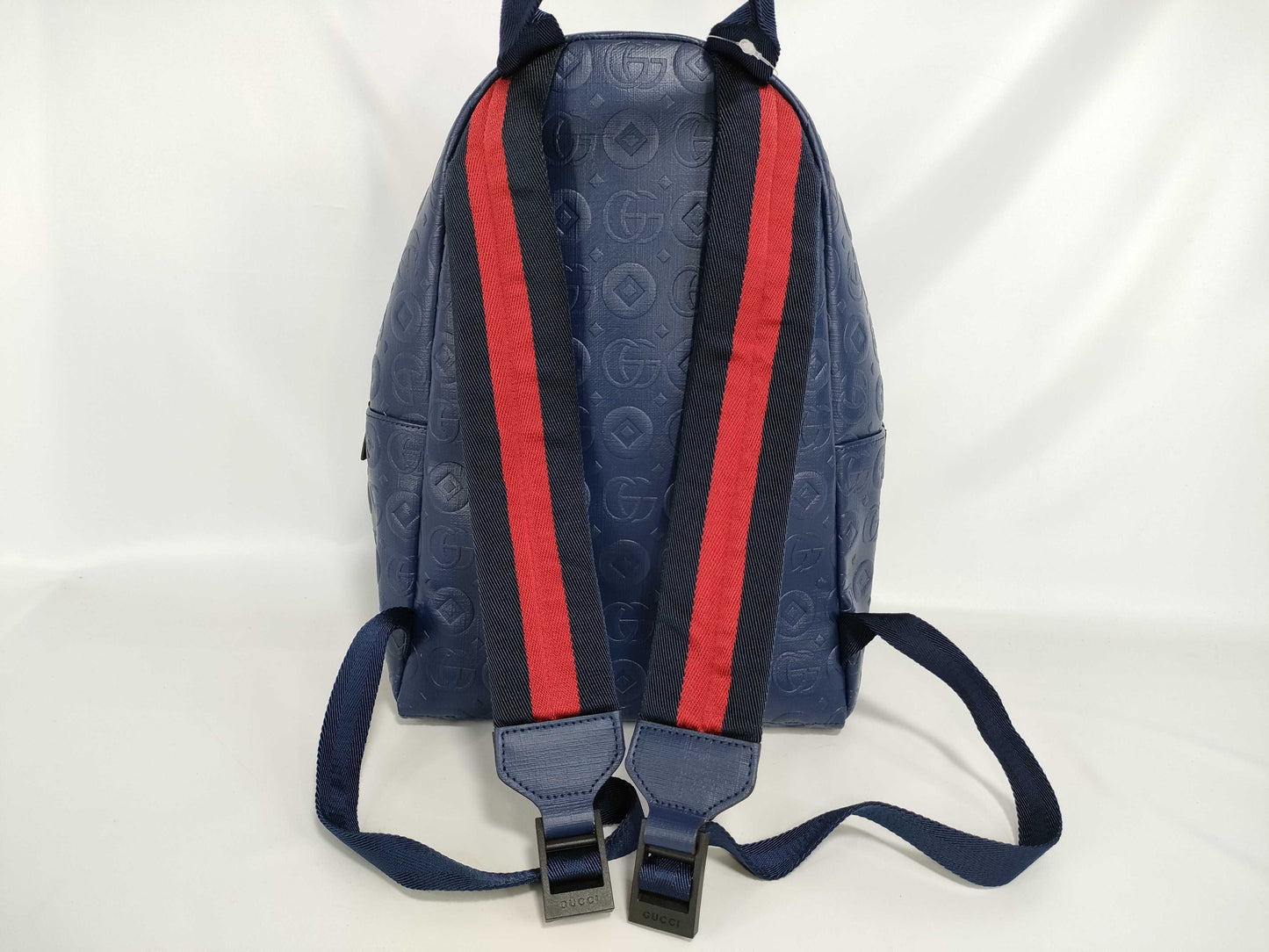 GUCCI Double G Blue Backpack Geometric Rucksack