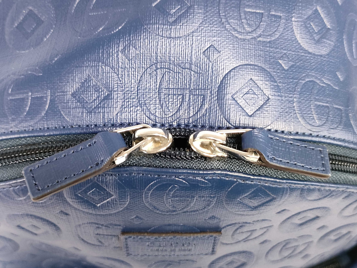 GUCCI Double G Blue Backpack Geometric Rucksack