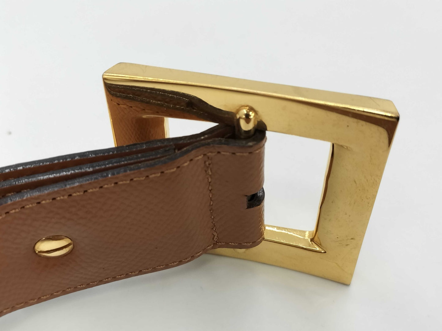 BVLGARI gold hardware leather belt