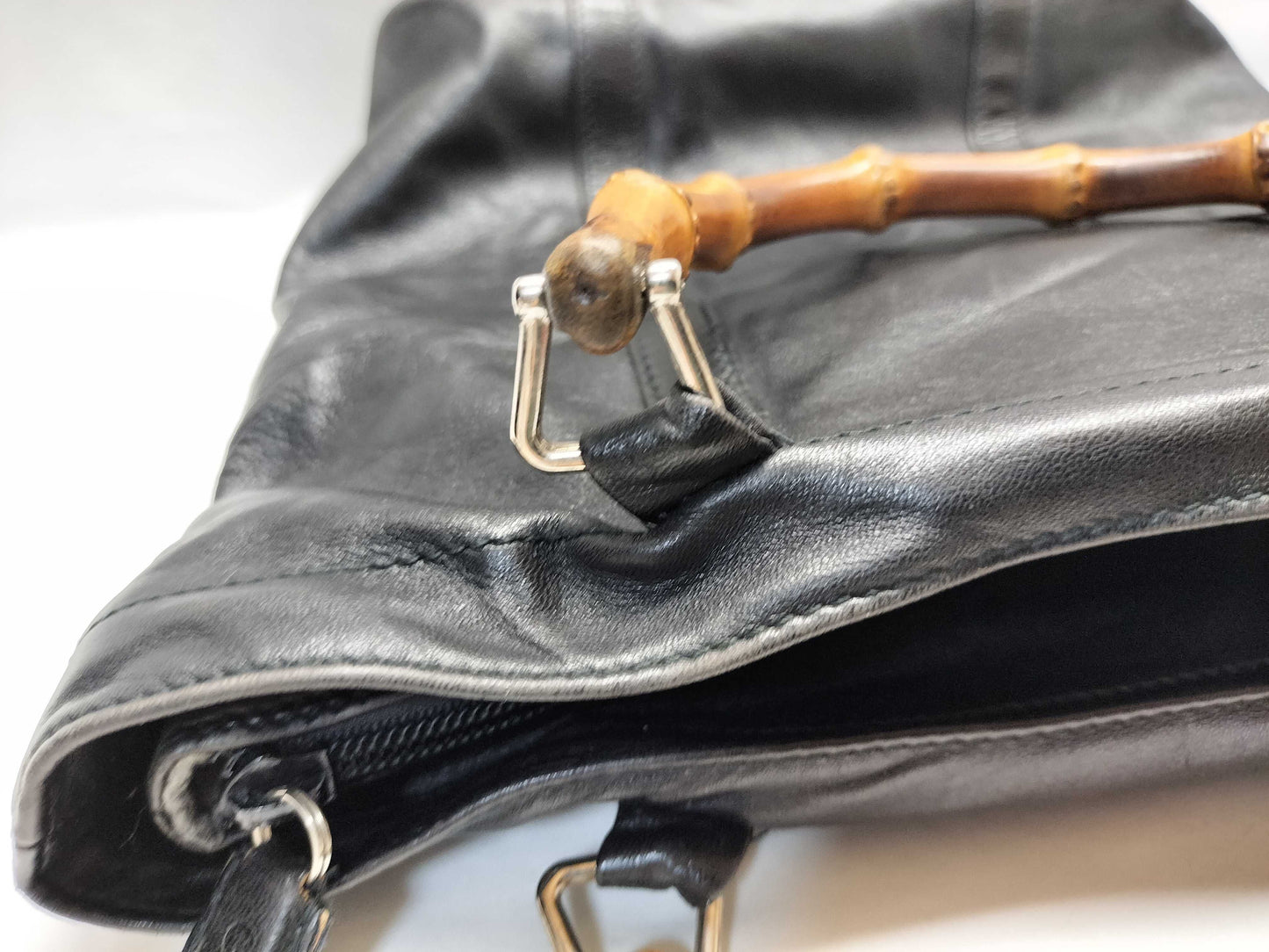 GUCCI Bamboo Leather Tote Handbag