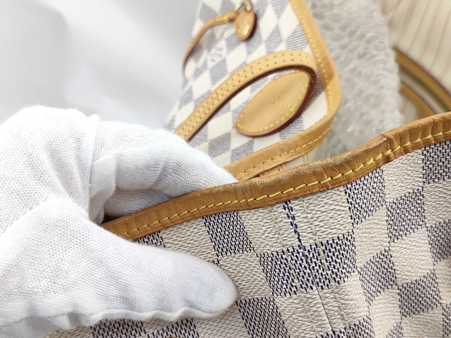 LOUIS VUITTON Damier Azur Neverfull MM Tote Bag with Pouch