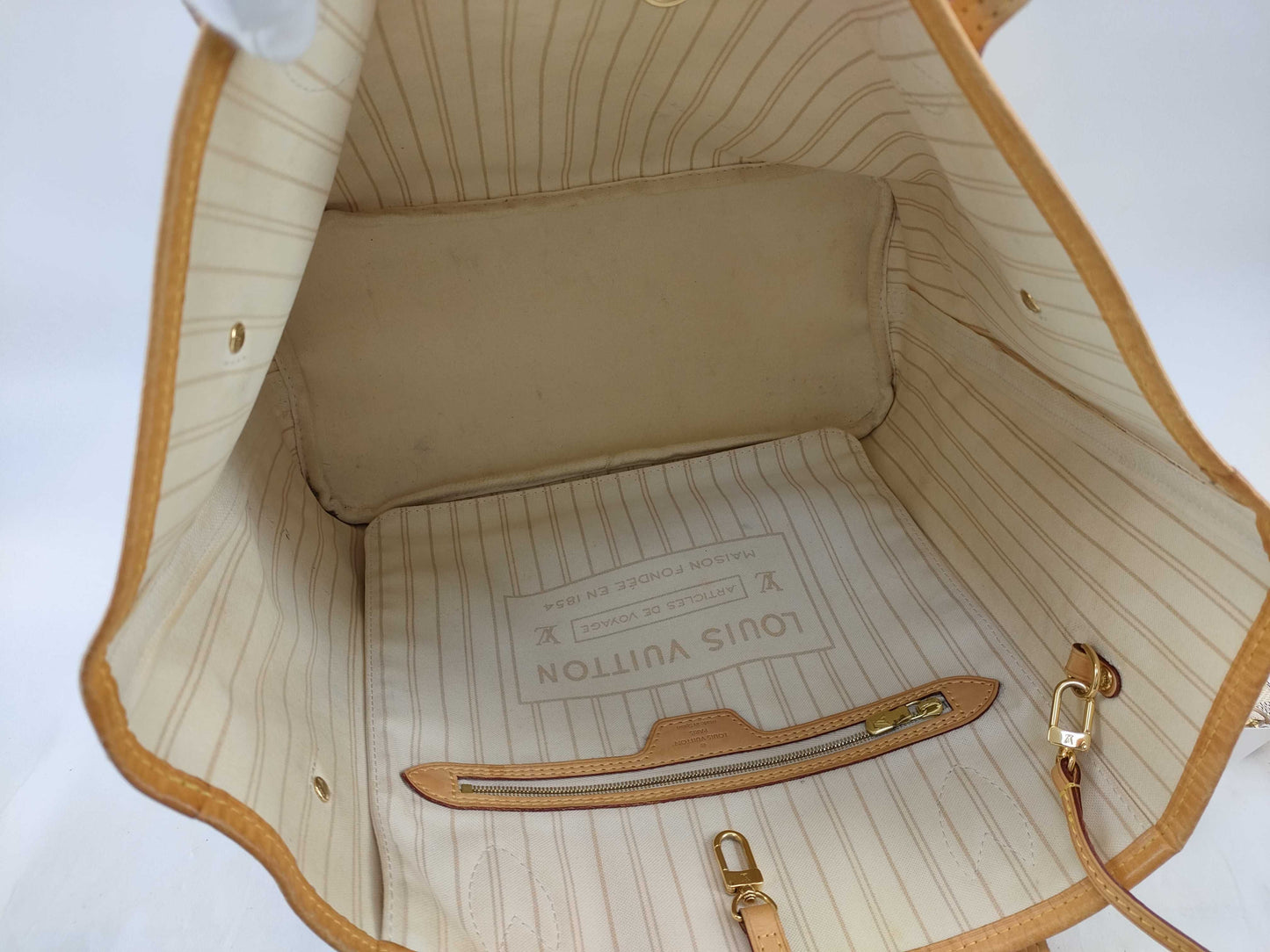 LOUIS VUITTON Damier Azur Neverfull MM Tote Bag with Pouch