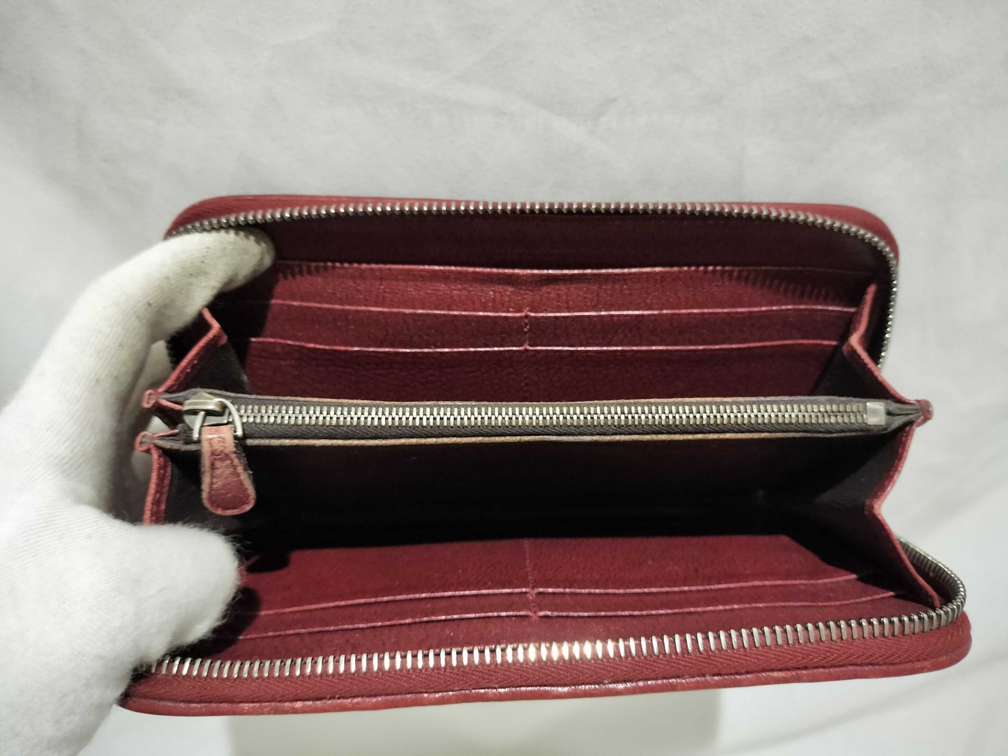 BOTTEGA VENETA Intrecciato Long Wallet, Round Leather, Red