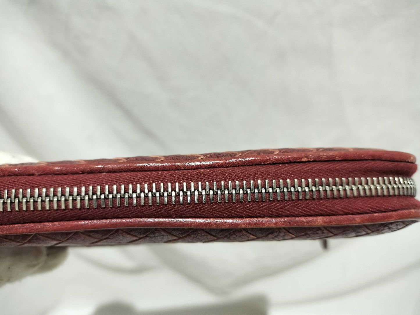 BOTTEGA VENETA Intrecciato Long Wallet, Round Leather, Red