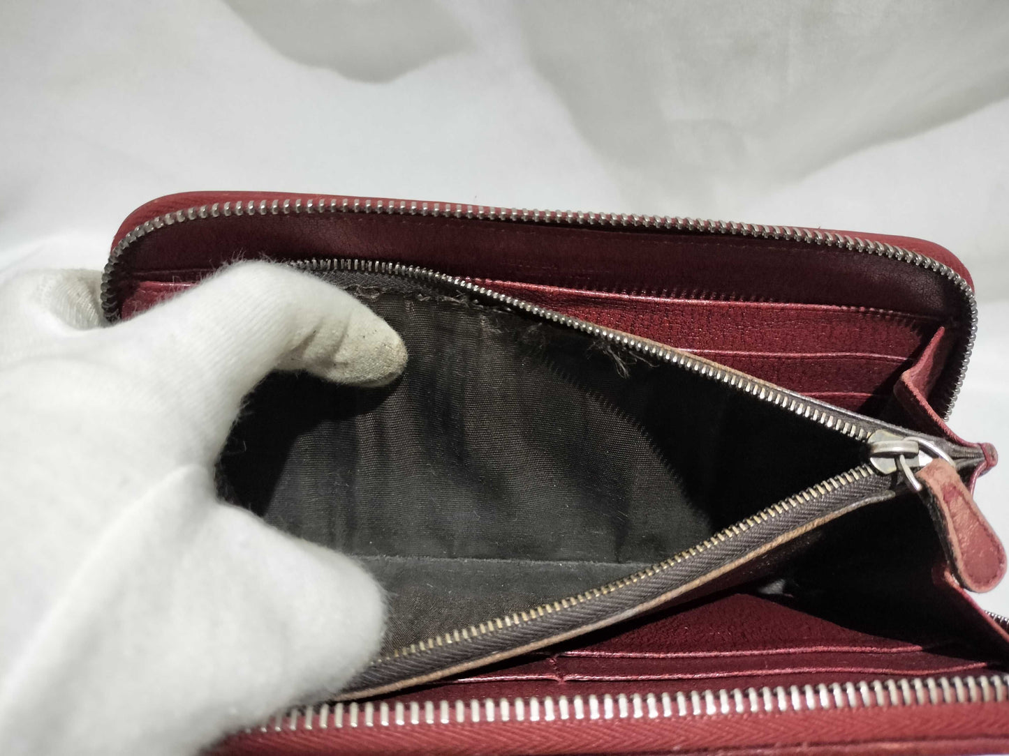 BOTTEGA VENETA Intrecciato Long Wallet, Round Leather, Red