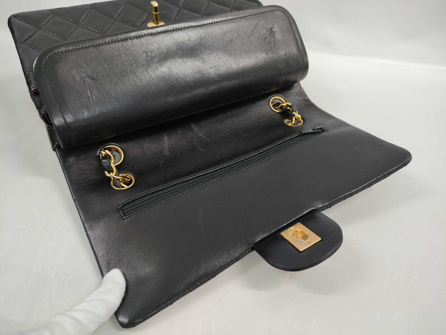 CHANEL Lambskin Matelasse Double Flap 25 0 Series Chain Shoulder Bag