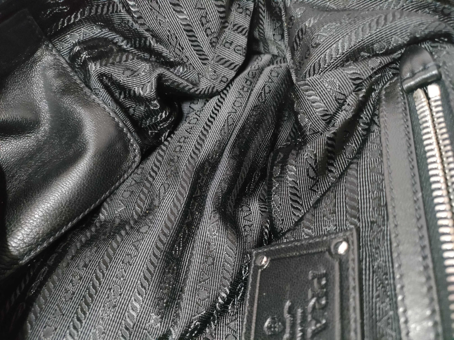 PRADA Nylon Frill Handbag Tessuto with Padlock and Key