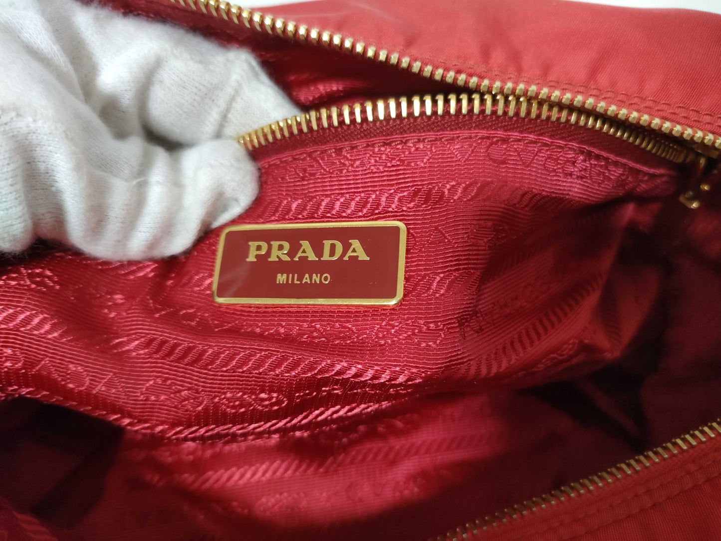 PRADA Nylon Shoulder Bag Red Shoulder Bag
