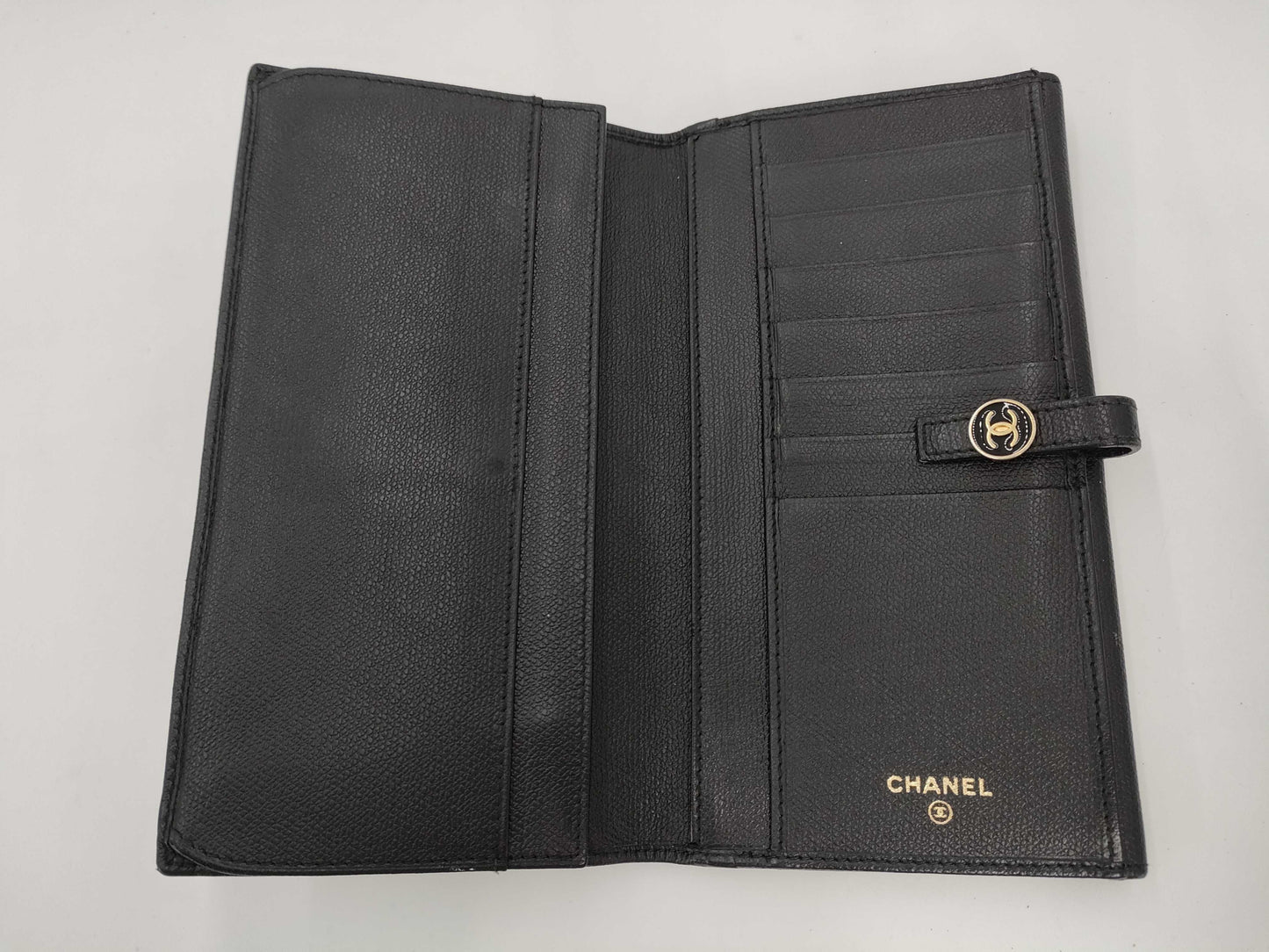 CHANEL Caviar Skin Coco Button Long Wallet