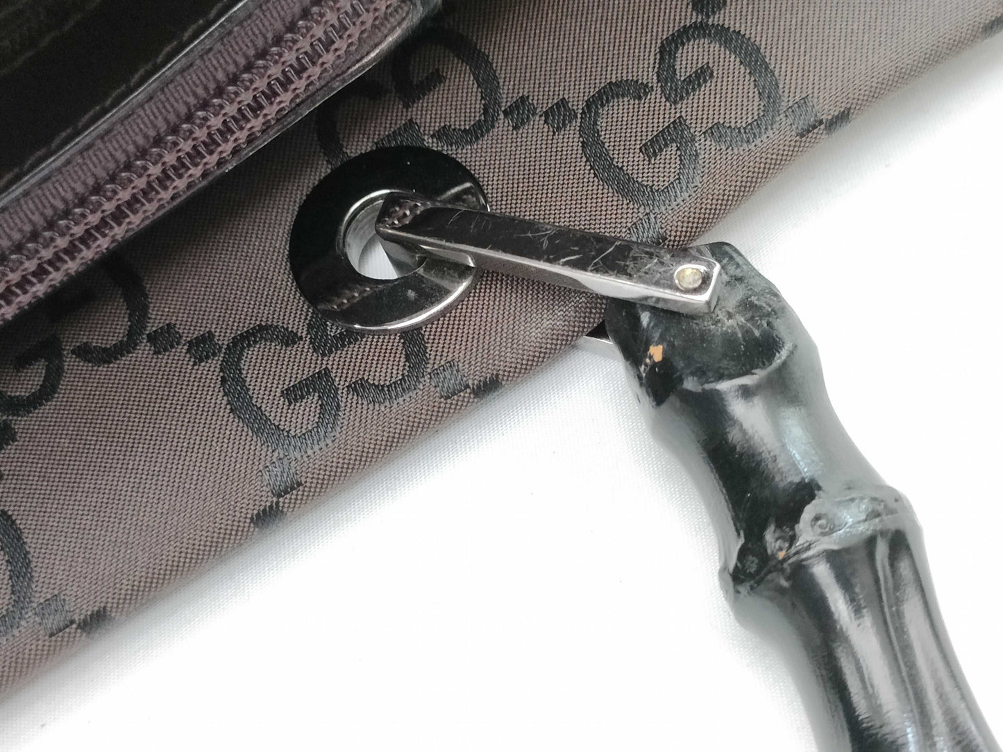 GUCCI Bamboo Hand Canvas Handbag