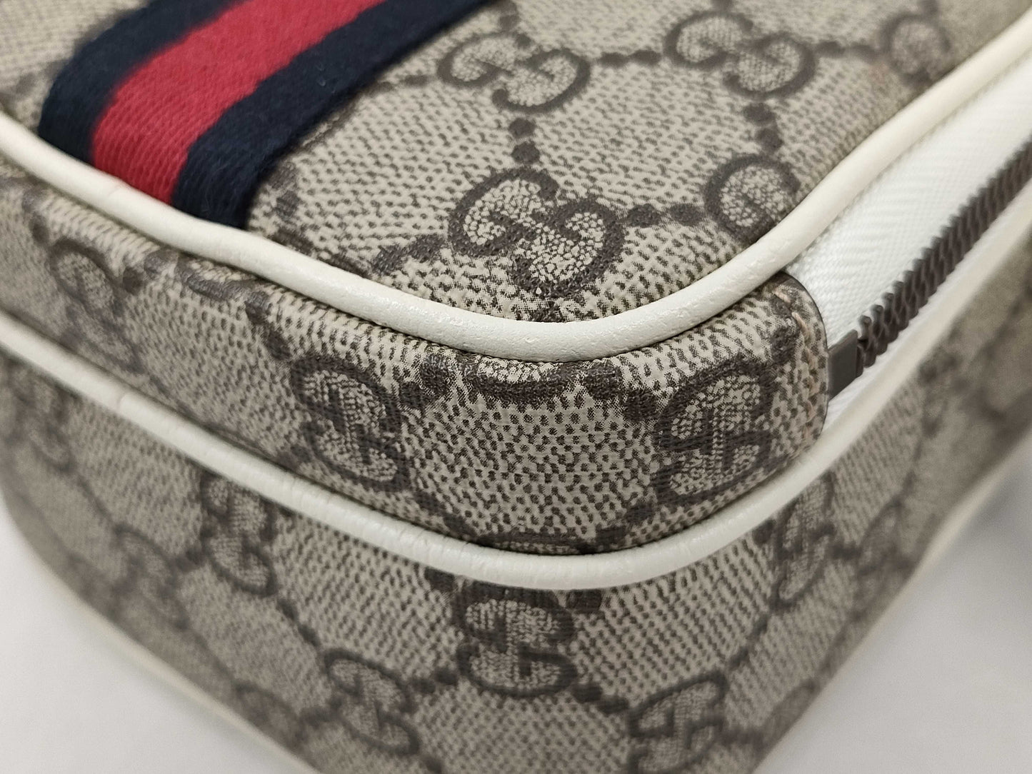 GUCCI GG Supreme 671682 Ophidia Beige x Navy Shoulder Bag