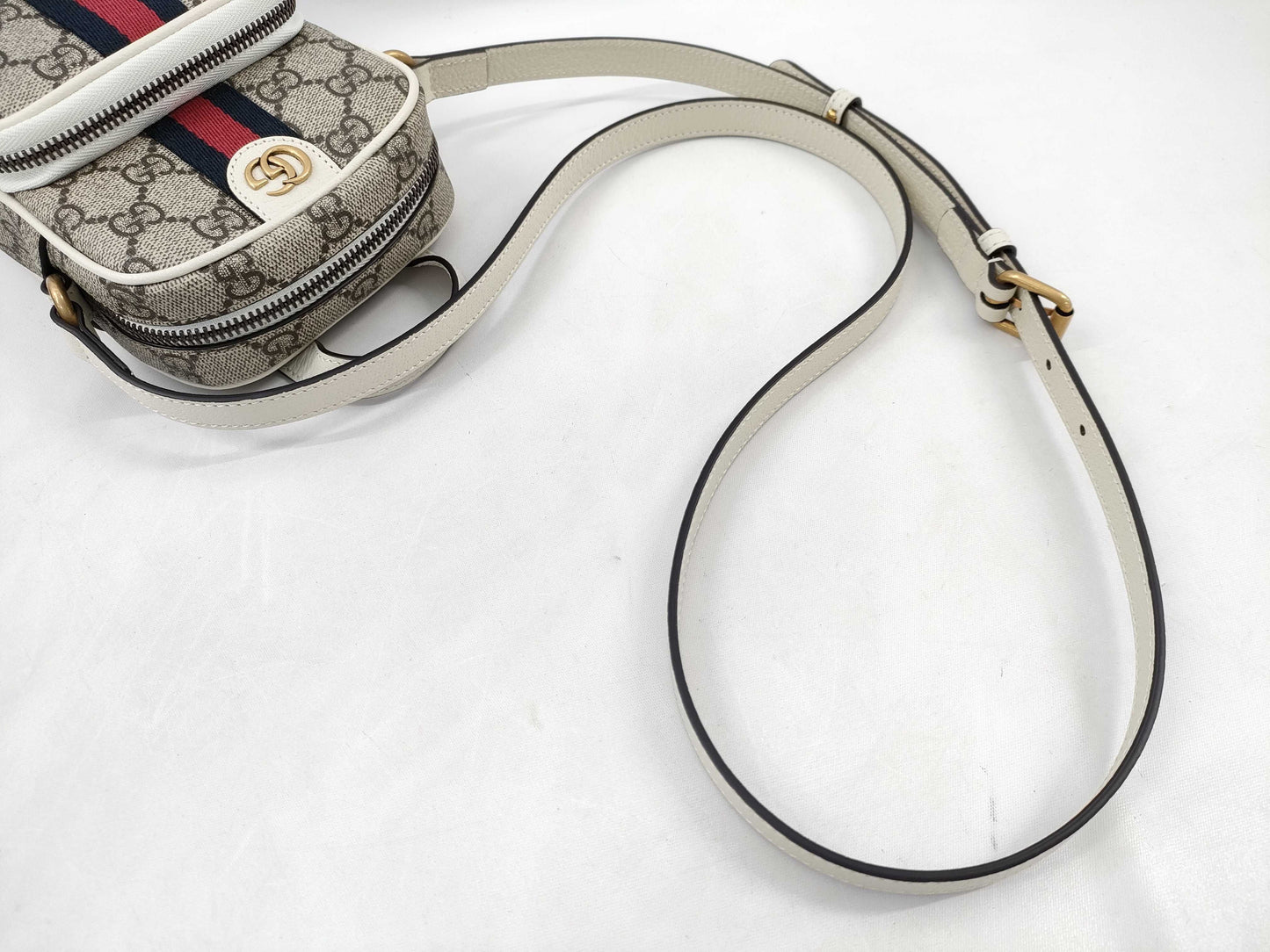 GUCCI GG Supreme 671682 Ophidia Beige x Navy Shoulder Bag