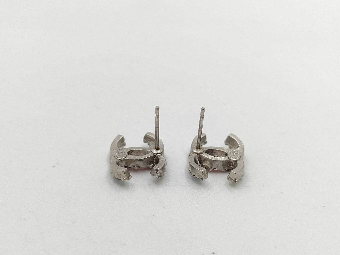 CHANEL Coco Mark Rhinestone C17 V Earrings