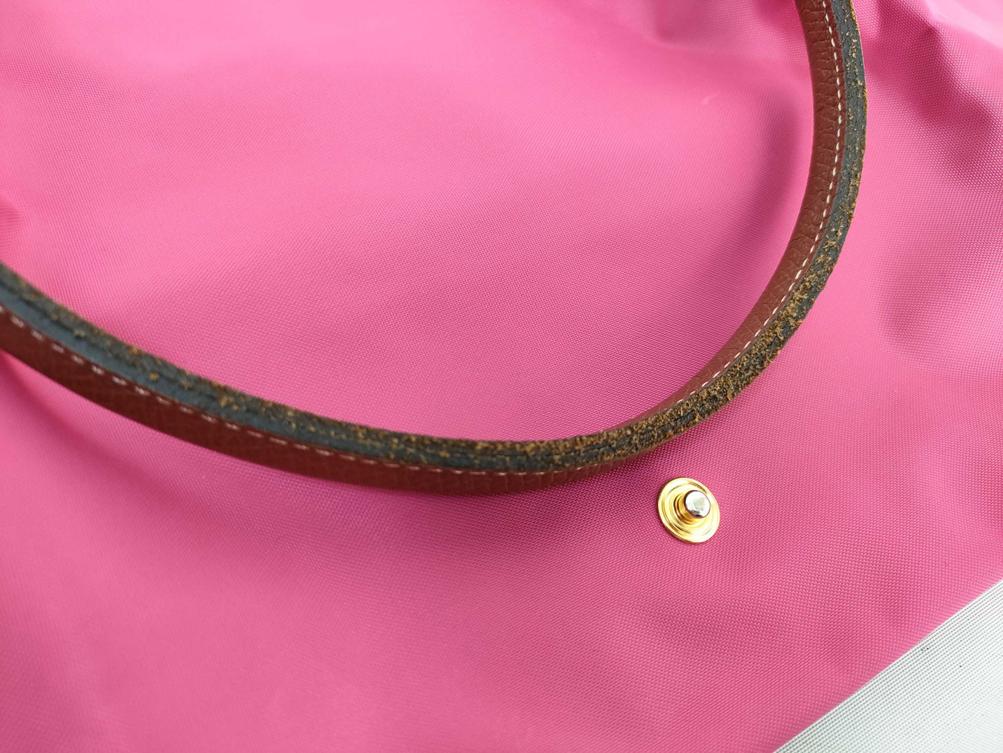LONG CHAMP Le Pliage Pink Nylon and Leather Handbag