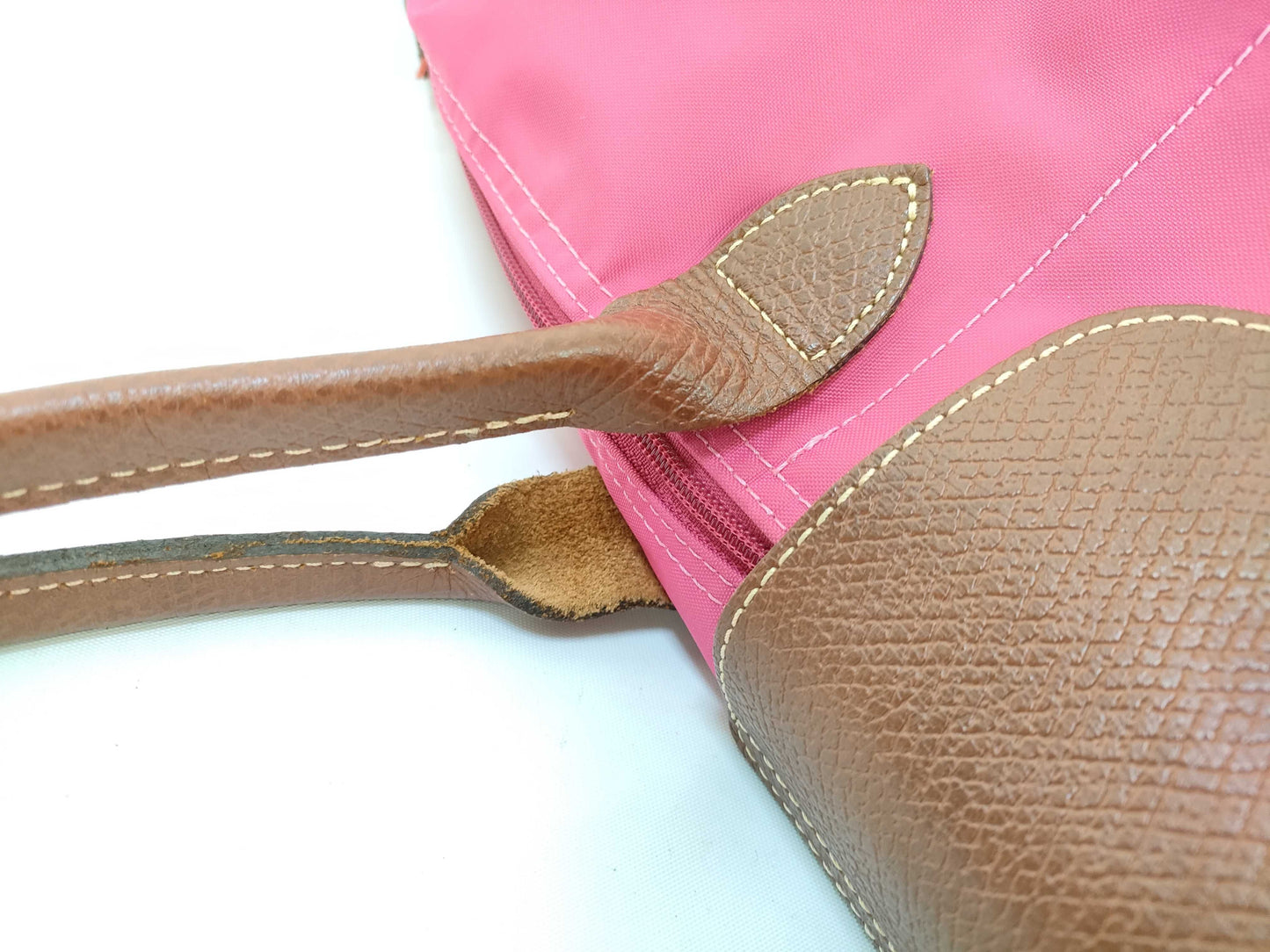 LONG CHAMP Le Pliage Pink Nylon and Leather Handbag