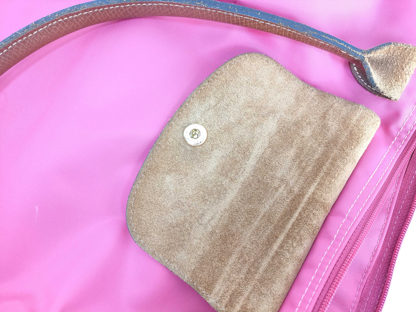 LONG CHAMP Le Pliage Pink Nylon and Leather Handbag