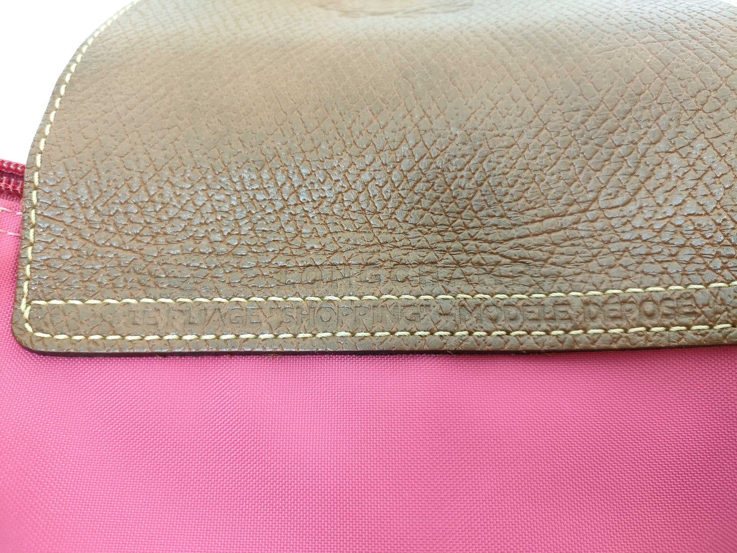 LONG CHAMP Le Pliage Pink Nylon and Leather Handbag
