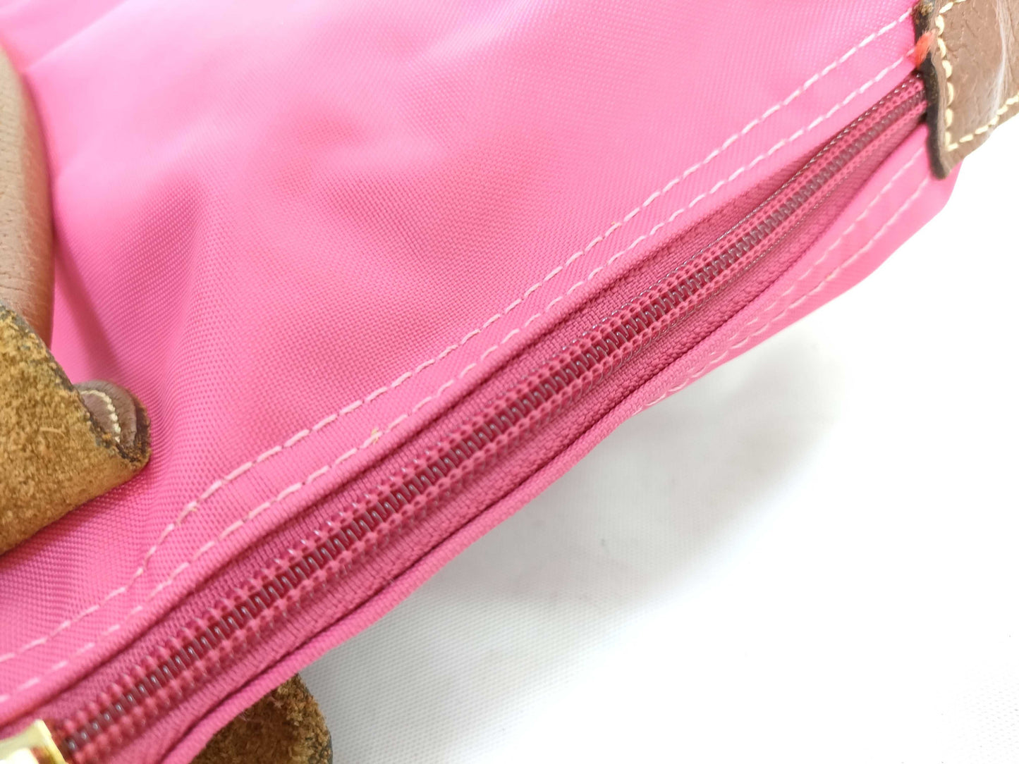 LONG CHAMP Le Pliage Pink Nylon and Leather Handbag