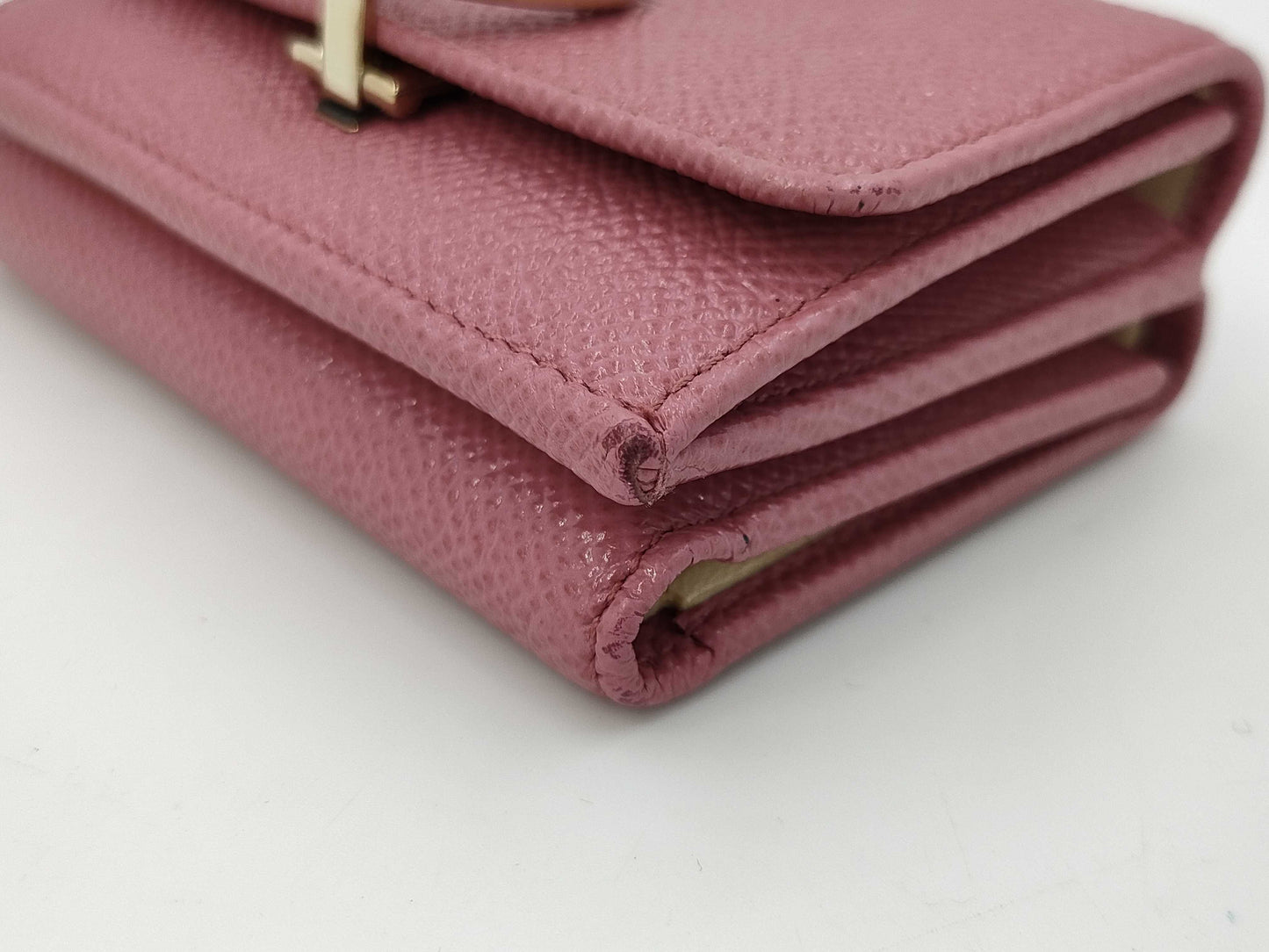 BVLGARI B.zero1 Pink Logo Clip Tri-fold Wallet