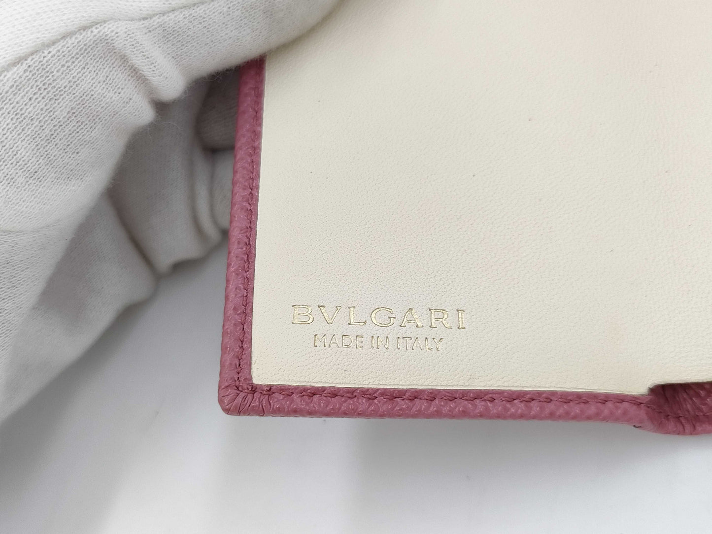 BVLGARI B.zero1 Pink Logo Clip Tri-fold Wallet