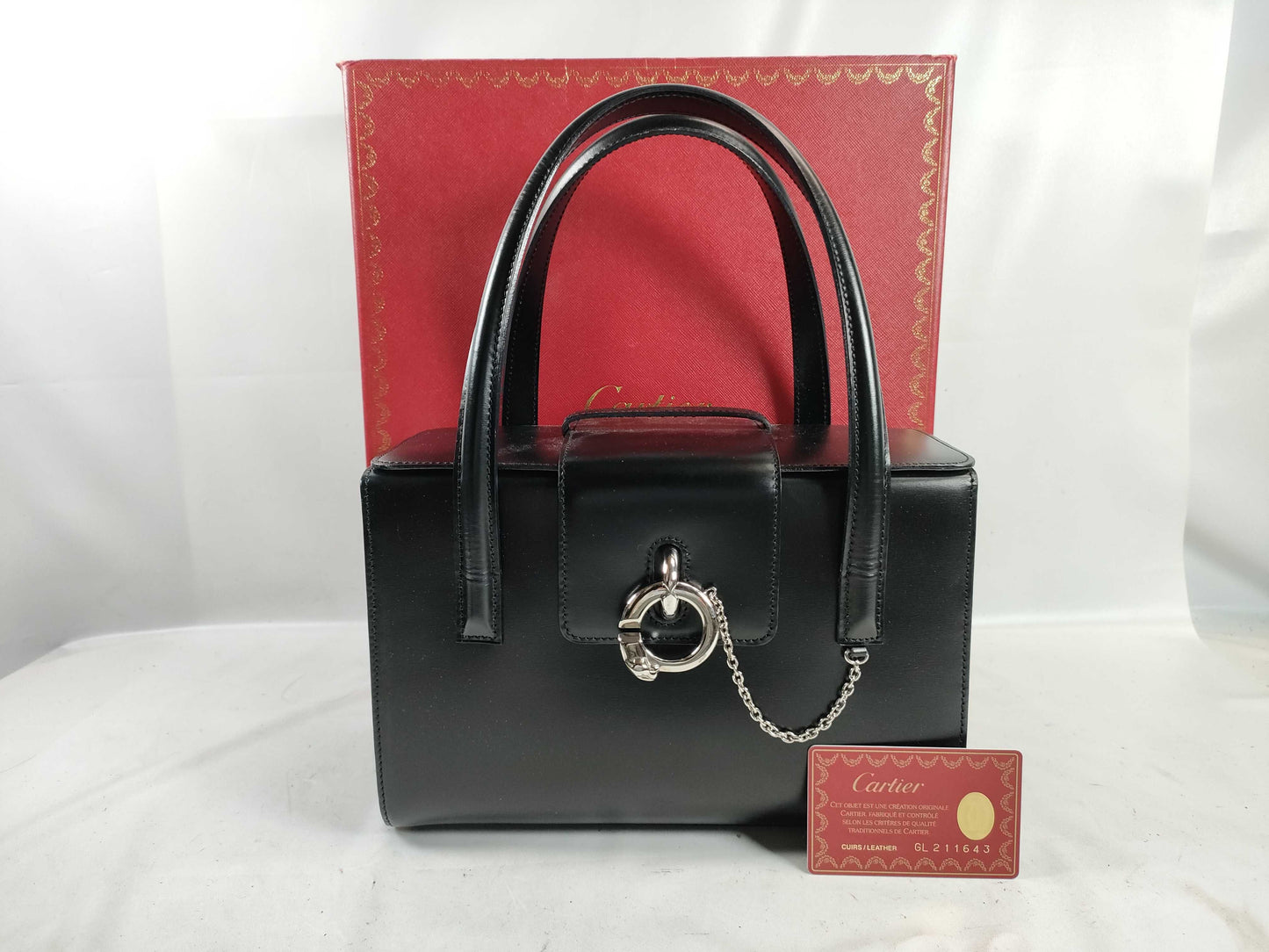Cartier Silver Hardware Leather Handbag