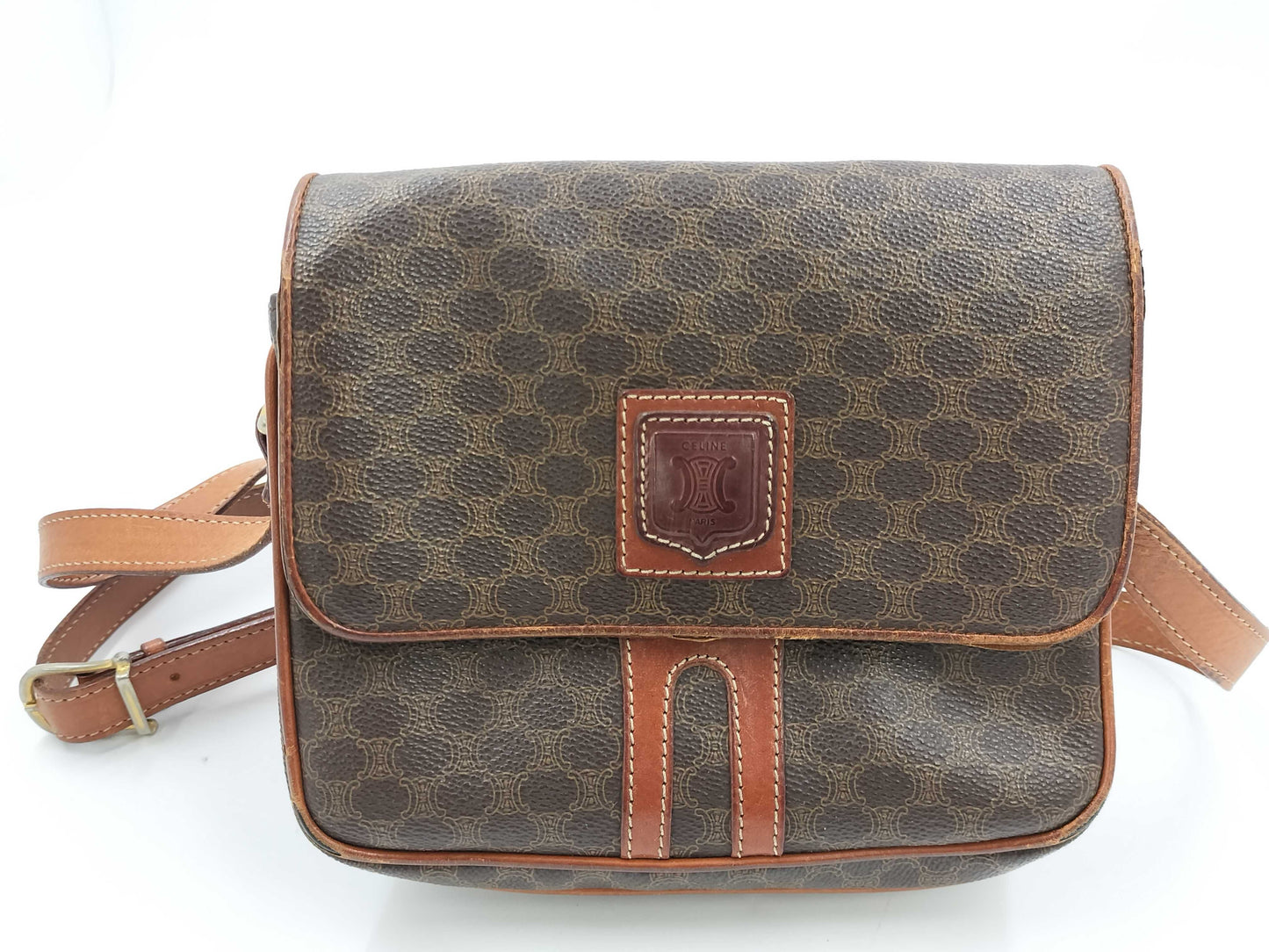 CELINE Shoulder Bag Leather Flap Shoulder Bag