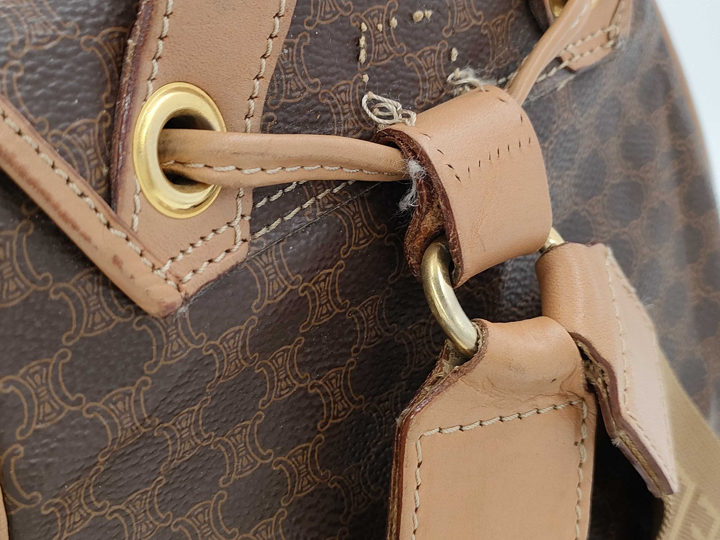 CELINE PVC Nylon Backpack with Gold Hardware