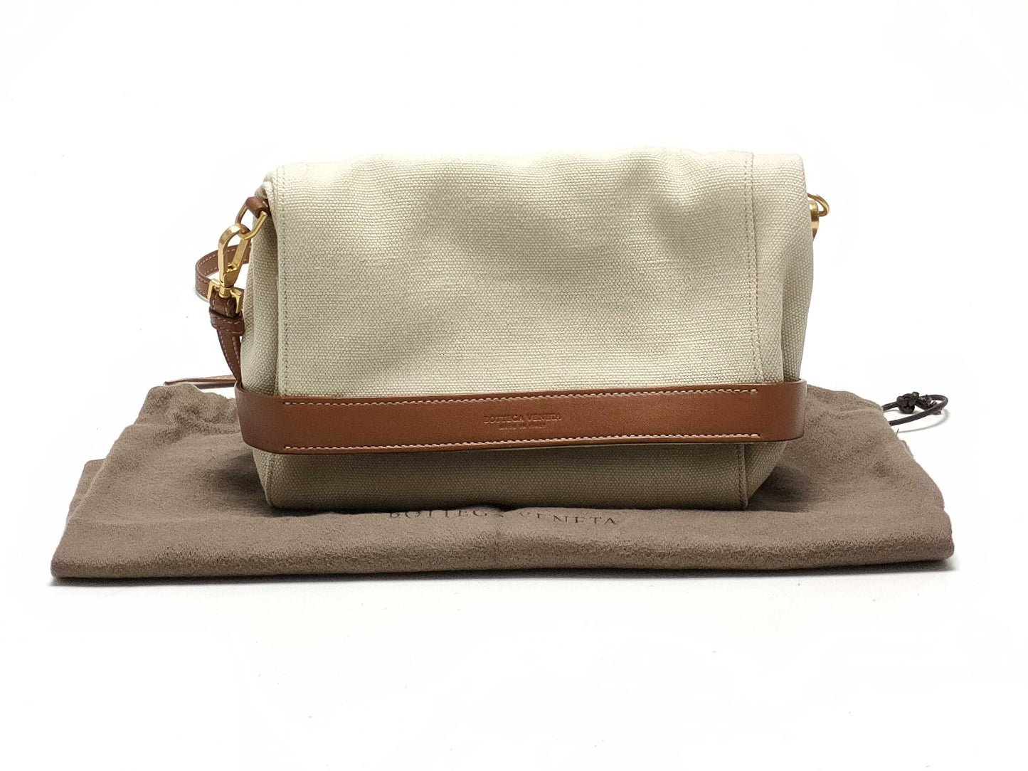 BOTTEGA VENETA Canvas and Leather 2-Way Shoulder Bag