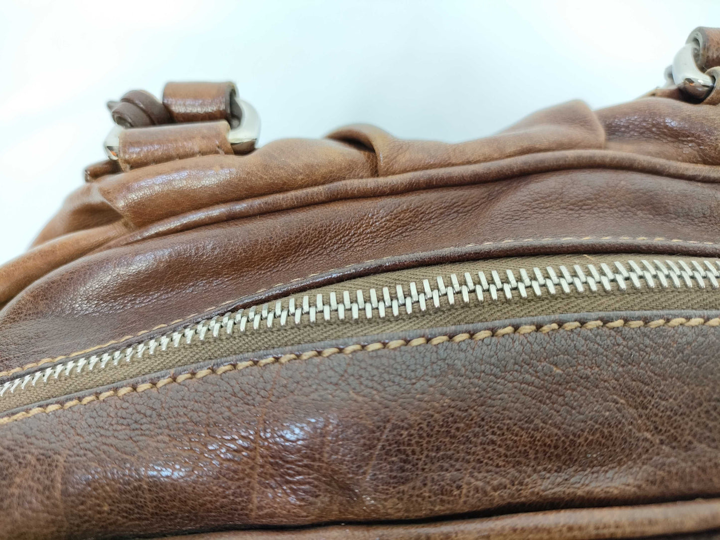 PRADA Leather Tote with Padlock, Brown Handbag
