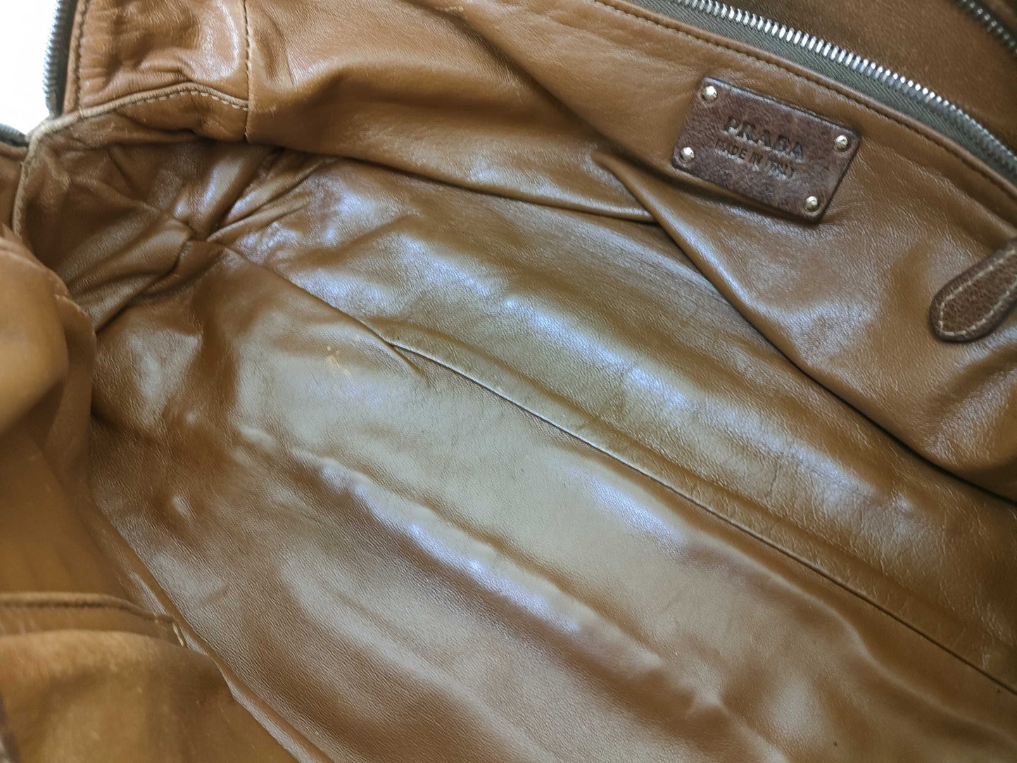PRADA Leather Tote with Padlock, Brown Handbag
