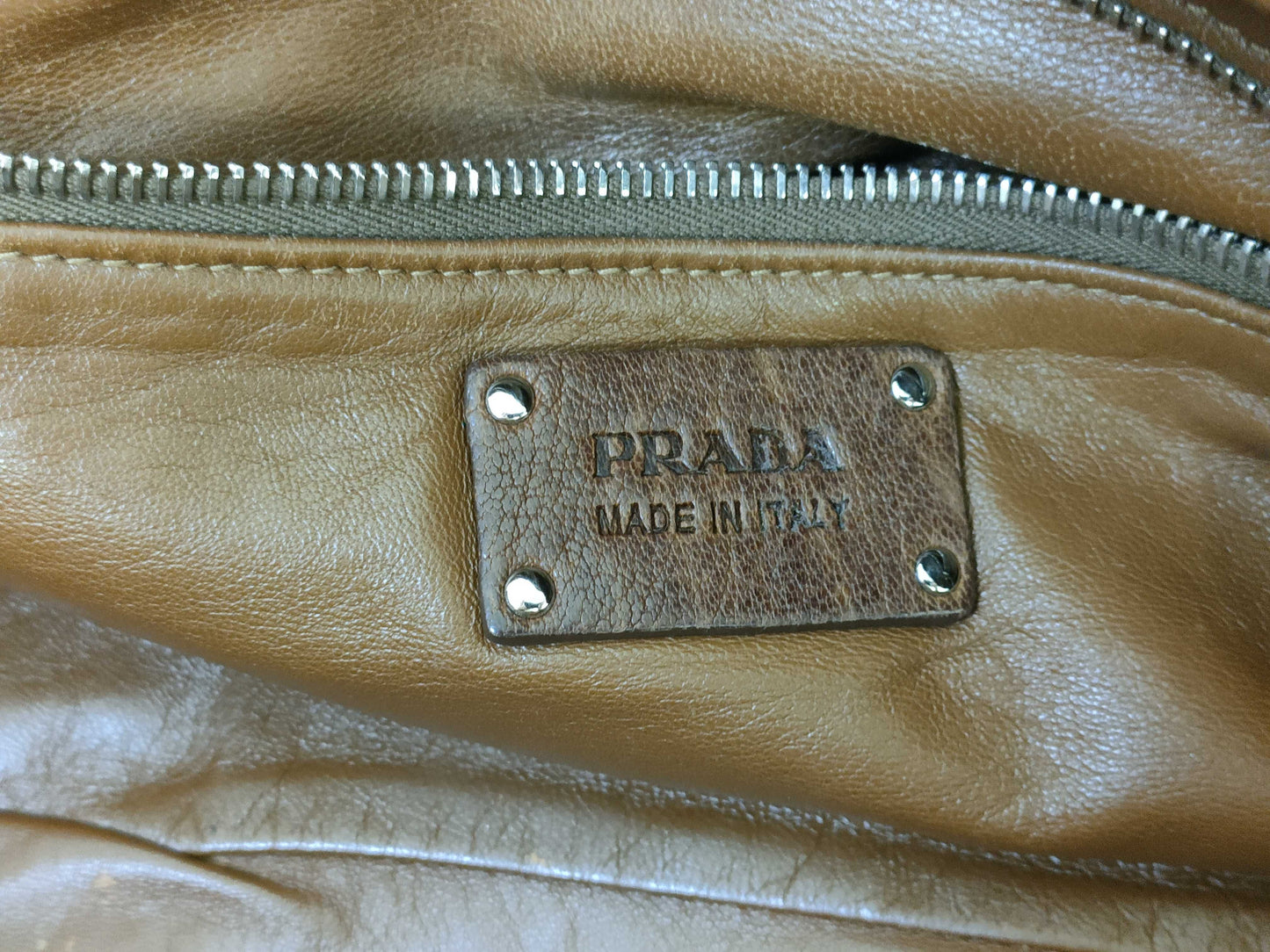 PRADA Leather Tote with Padlock, Brown Handbag