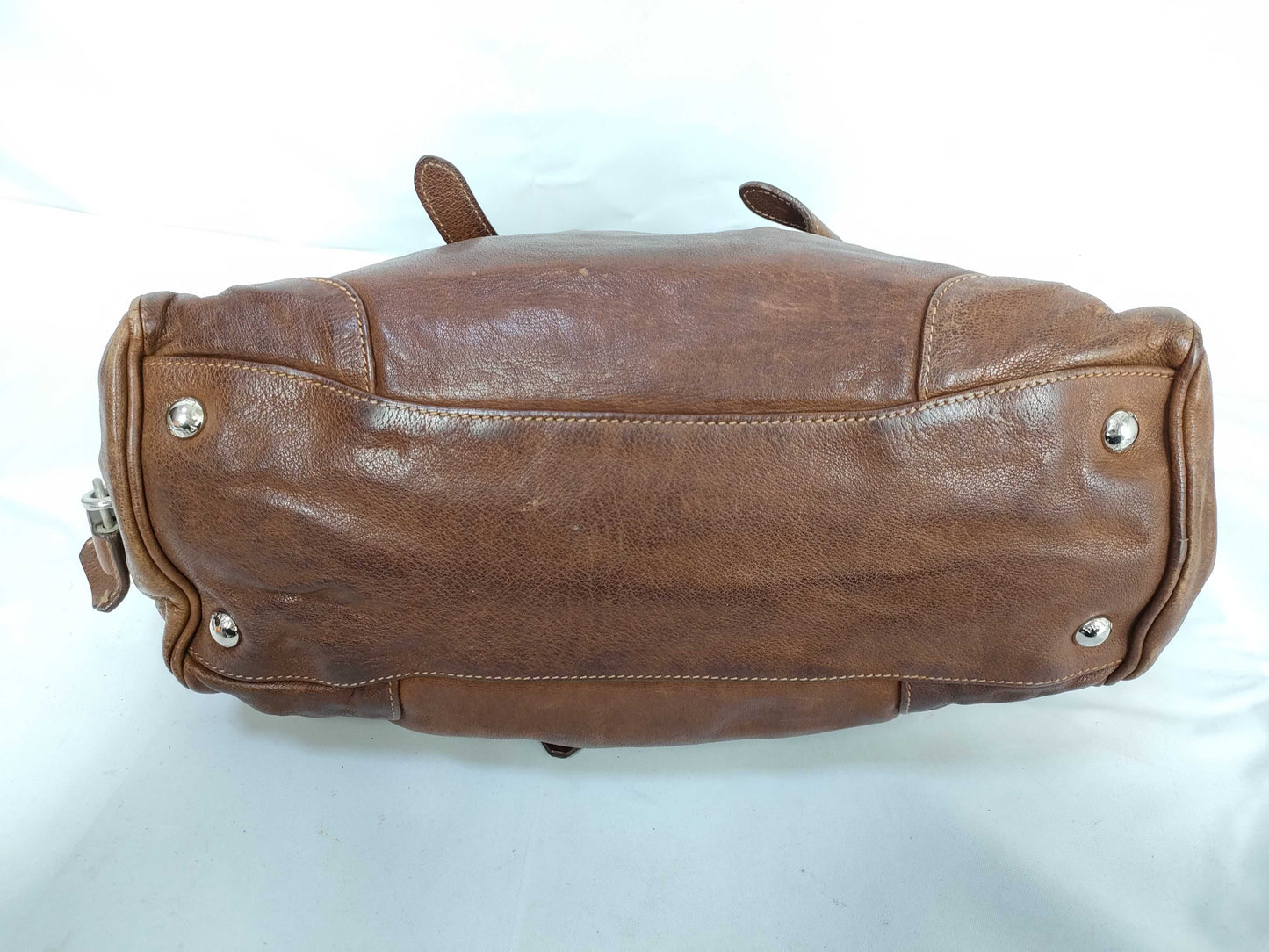 PRADA Leather Tote with Padlock, Brown Handbag