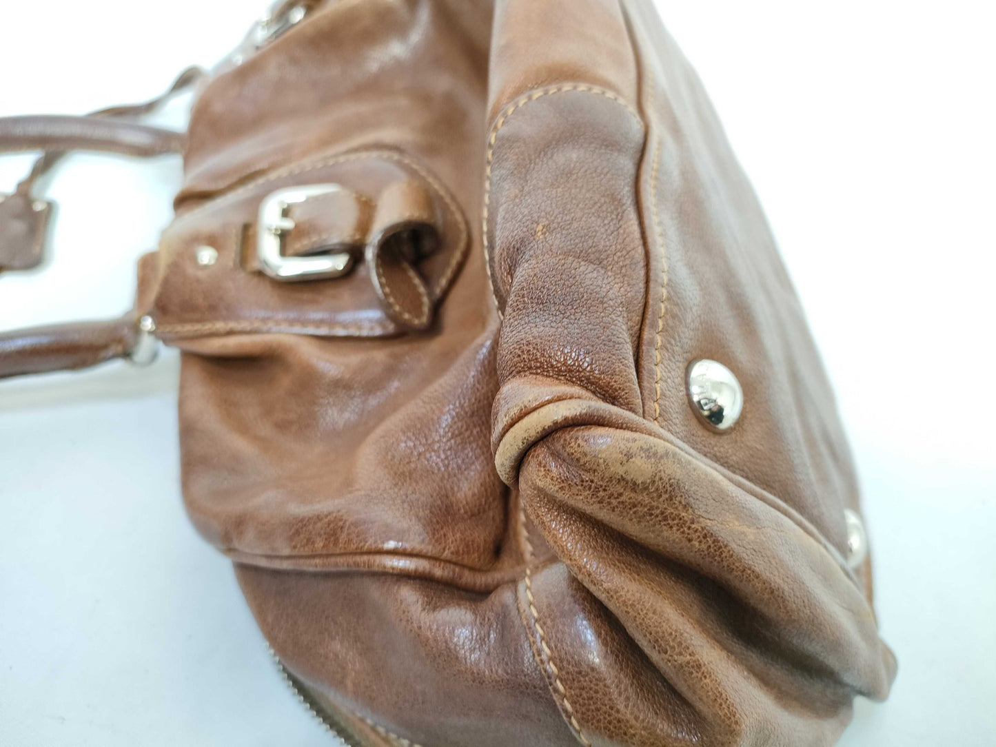 PRADA Leather Tote with Padlock, Brown Handbag