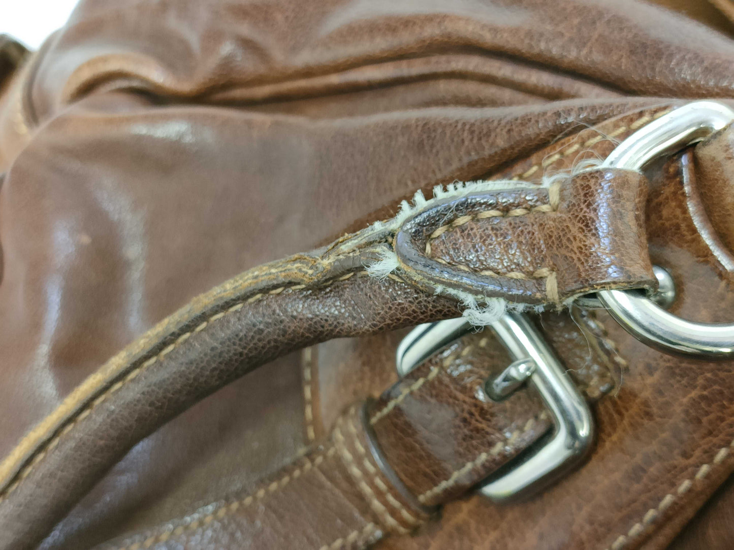 PRADA Leather Tote with Padlock, Brown Handbag