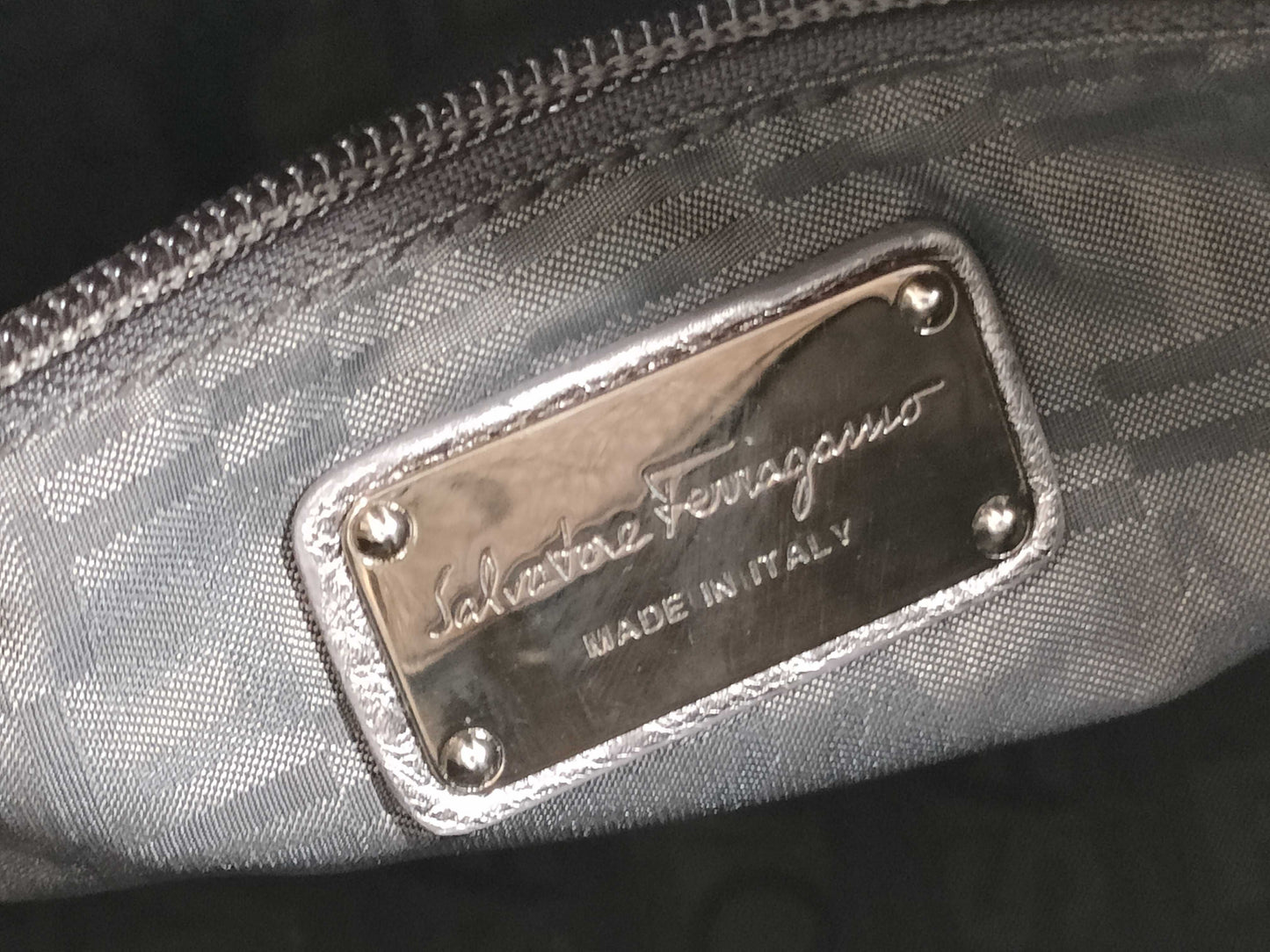 Salvatore Ferragamo Gancini Perforated Leather Shoulder Bag/Handbag