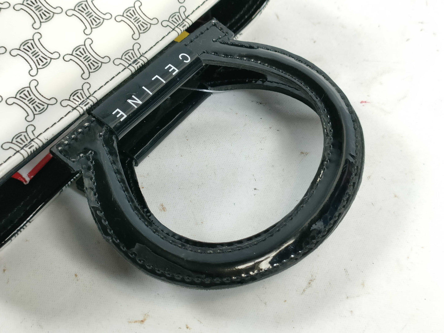 CELINE Patent Mini Handbag, White/Black