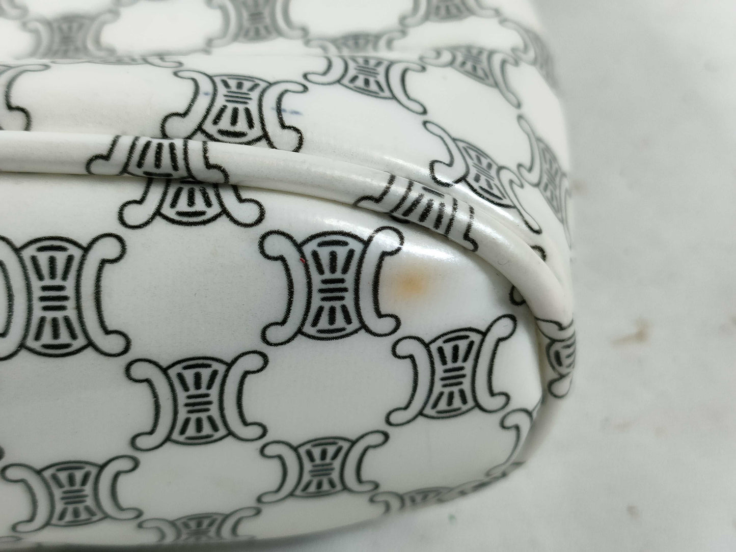 CELINE Patent Mini Handbag, White/Black